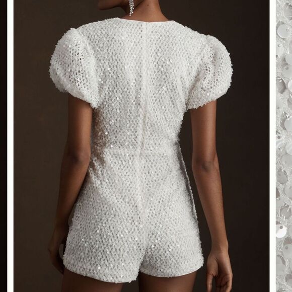Anthropologie Watters Fizz V-Neck Short-Sleeve
Sequined Romper/ size 16 W - Picture 8 of 12